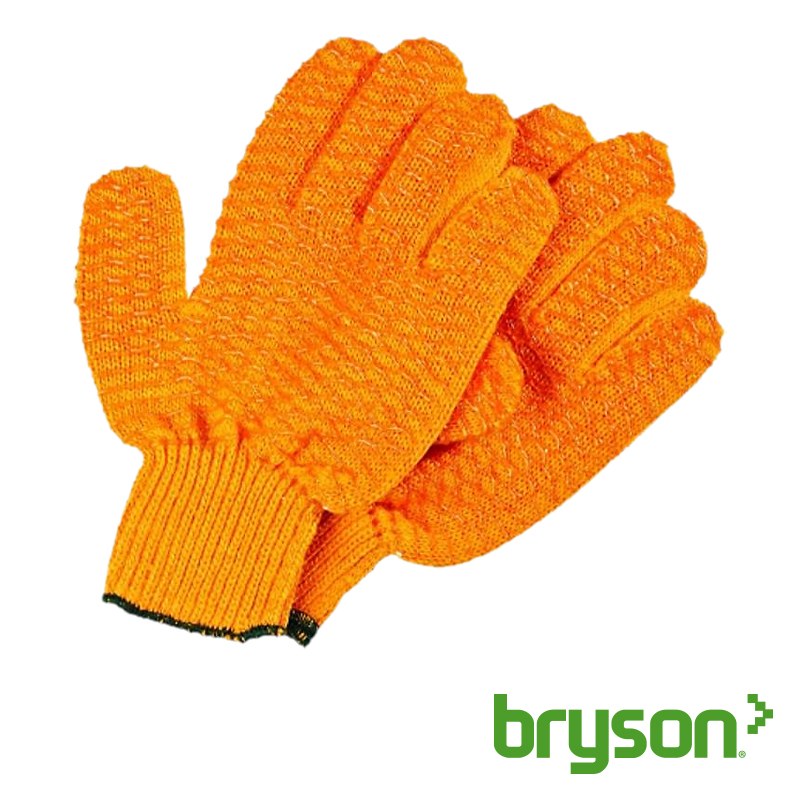 Orange PVC Gripper Lattice Gloves