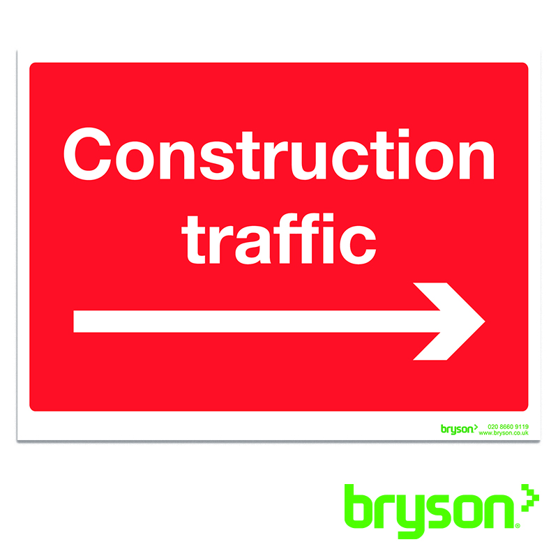 Construction Traffic Right Sign