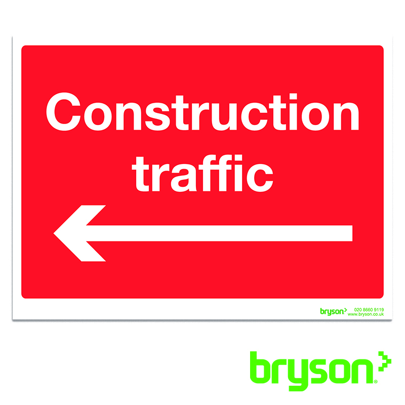 Construction Traffic Left Sign