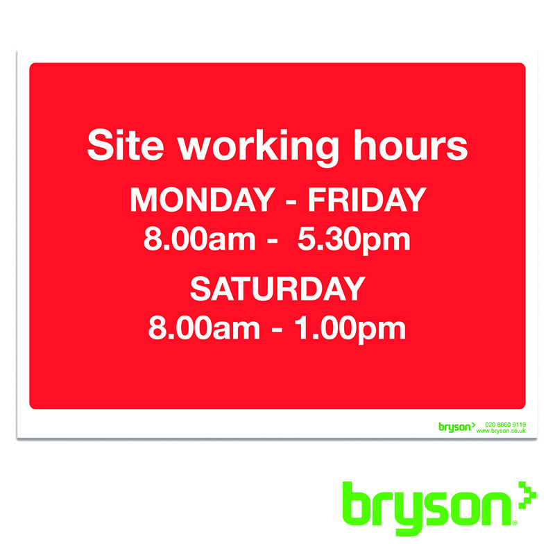 Site Working Hours Sign