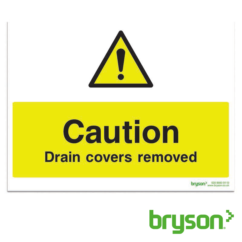 Caution Drain Covers Removed Sign