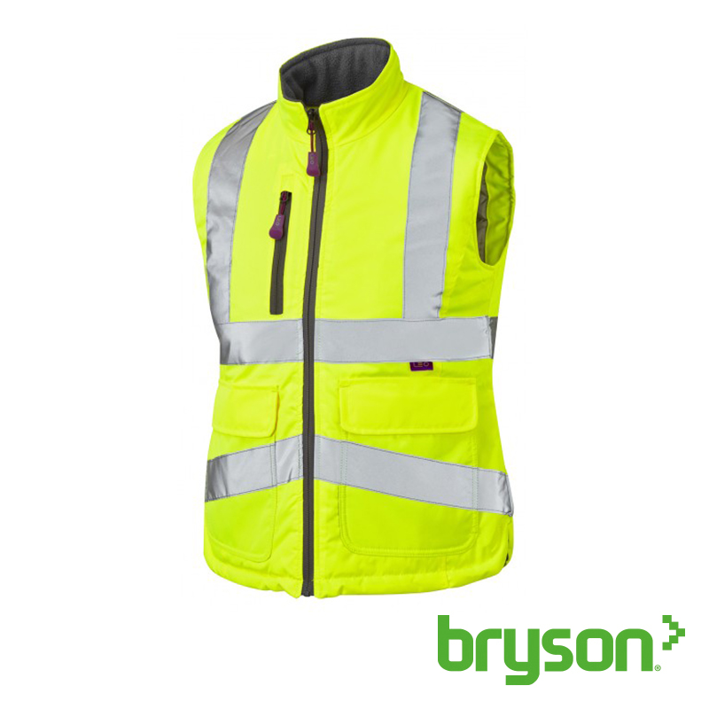 Leo Workwear Sandymere Womens Hi Vis Bodywarmer - Yellow