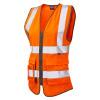 Leo Workwear Lynmouth Womens Hi Vis Executive Waistcoat - Orange