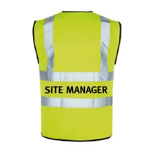 Yellow Hi-Vis Waistcoat + Site Manager Logo