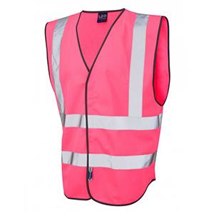 Leo Workwear Pilton Hi Vis Waistcoat - Pink