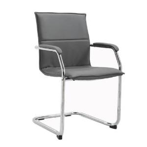 Grey Leather Backed Meeting Chair with Arms