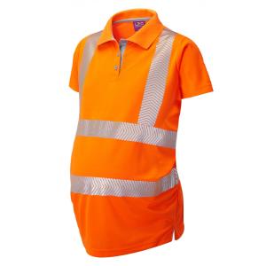 Leo Workwear Lovacott Womens CoolViz Maternity Polo Shirt - Orange