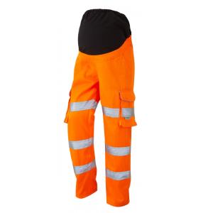 Leo Workwear Verity Womens Poly/Cotton Maternity Cargo Trousers - Orange