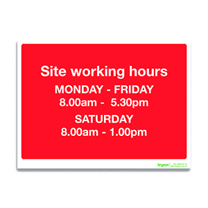 Site Working Hours Sign