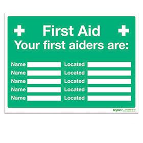 You First Aiders Are Name And Located Sign