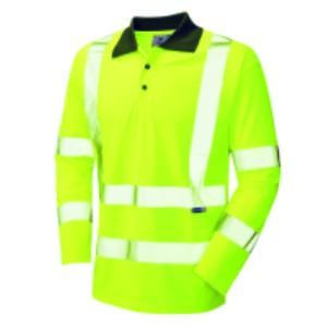 Leo Workwear Woolsery CoolViz Sleeved Polo Shirt - Yellow