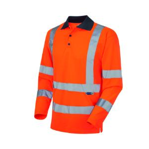 Leo Workwear Woolsery CoolViz Sleeved Polo Shirt - Orange